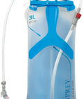 Image of a 3L Hydration Reservoir For Backpacks With Bite Valve, BPA Free Leakproof Hydration Bladder, QuickConnect And Slide Seal, Trail Ready For Hiking And Biking Packs, Gear Ready On The Go Hydration For Everyday Trail And Bike Rides, Clear, showing the full reservoir with a blue slide-seal and hose.