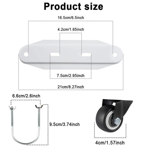 Cotonlake mobile pulley holders for oil-filled radiators; white base, 360° swivel wheels with brake, steel casters (2pc)