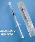100 Pack 1ml Luer Lock Syringe No Needle, 1cc Small Syringes Individually Sterile Wrapped, Twist Tip, Bulk Medical Dosing Tools for Safe Precise Applications; individually wrapped