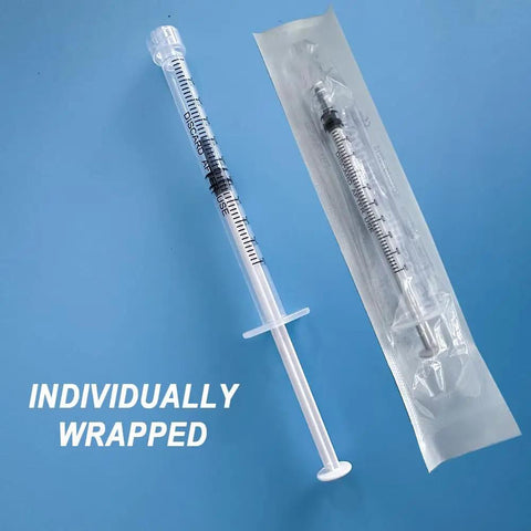100 Pack 1ml Luer Lock Syringe No Needle, 1cc Small Syringes Individually Sterile Wrapped, Twist Tip, Bulk Medical Dosing Tools for Safe Precise Applications; individually wrapped