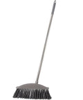 Dark Grey Angle Floor Broom With Long Stainless Steel Handle And Dense Stiff Bristles Snags Pet Hair Kitchen Messes And Daily Grime So Flipping Your Space Clean Is Total No Sweat Mode.