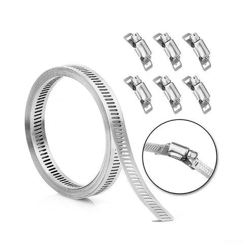 Top Shred Hosrivae 304 Stainless Steel Hose Clamp Kit With 5M Band And 10 Heads For Secure Garden Fence Pole Mounting Car Repair Heavy Duty Wire Cable Ties That Are Rust Proof And Totally Awesome, 5M stainless steel band with 10 clamp heads