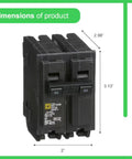 HOM250 50 Amp Double Pole Circuit Breaker Kit For Homeline Panels Genuine OEM Quality Perfect For Your Home Wiring Upgrades Easy Install Rock Solid Thermal Magnetic Protection, black breaker dimensions