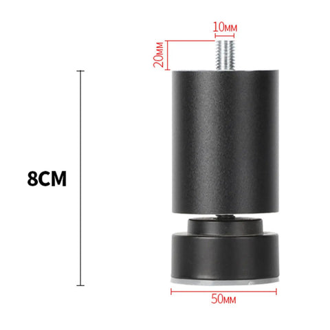 4 Pack Heavy Duty Black Furniture Support Legs 8cm With 10mm Screw Thread