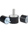 Heavy Duty Rubber Shock Absorber Studs With Pro Male To Female Threading For Solid Machinery and Elite Damping displaying a pack of four rubber mounts.