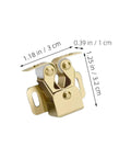 Six Pack Metal Cabinet Door Ball Catches with rugged texture and smooth golden finish, dimensions labeled, for home use.