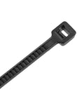 Close-up of Self Locking Nylon Cable Ties 60mm 1.8mm Black 300 Pack Zip Ties, showing locking mechanism for wire and cable management.