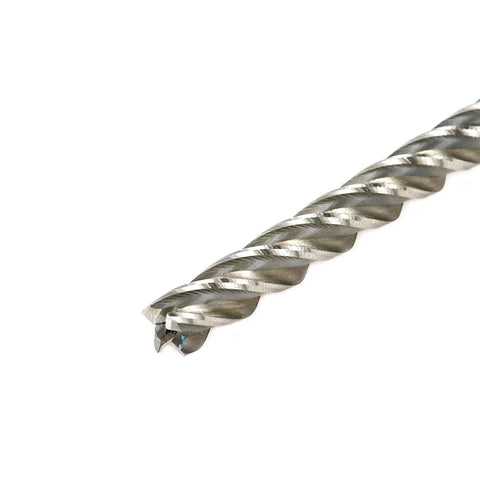 Rannb end mill, 5/16 inch cutting diameter, extra-long straight shank, twisted flutes, silver metal