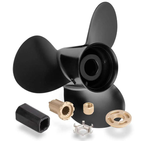 Upgrade 13 And A Quarter X 17 Boat Propeller 48-77344A45 For Outboard Motors 60 125 HP Right Hand Rotation 15 Spline 3 Blade Aluminum With Hub Kit Included Smooth Ride And High Speed Power
