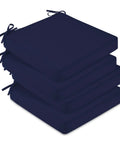 Four Pack 19 By 19 By 3 Inch Waterproof Outdoor Chair Cushions With Non Slip Ties And Handle For Your Patio Furniture Removable Covers Navy Color Square Cushions Weatherproof For Patio Deck Garden Balcony Set Of Four stacked view