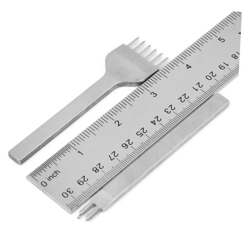 Diamond Leather Chisel Tool Set For DIY Leatherworking Pro Grade Hole Punch Kit ruler and prongs with anti slip handle detail