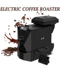 Kicking Up Your Daily Grind With This Heavy Duty Electric Coffee Bean Roaster, black design, with control panel, coffee beans around.
