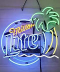 Palm Tree Beer Neon Sign Real Glass Tube for Home Bar Pub Man Cave Wall Decor 19x15 with palm tree and text design.