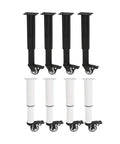 Four Pack Smooth Rolling Swivel Furniture Casters With Locking Brakes for heavy couches and desks, featuring black and white wheels.