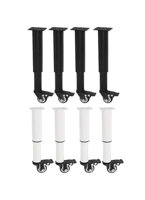 Four Pack Smooth Rolling Swivel Furniture Casters With Locking Brakes for heavy couches and desks, featuring black and white wheels.