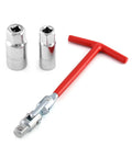 Universal Spark Plug Socket Wrench With T Handle For Easy Remove And Install Fits Five Eighths Inch And Thirteen Sixteenths Inch Spark Plugs 360 Degree Rotation And 270 Degree Folding Lightweight And Handy