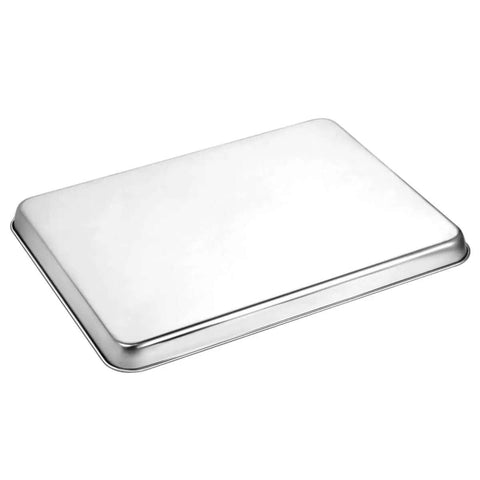 Three Piece Stainless Steel Baking Sheet Set Built Tough For Real Home Chefs Non Toxic And Easy Clean Heavy Duty Cookie Sheets In 9, 12, And 16 Inches Fits Most Ovens And Toaster Ovens For Everyday Baking And Roasting.