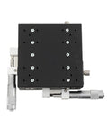 Dead Nuts Accurate Manual XY Axis Linear Stage 125X125mm Aluminum Sliding Table showing top view with precision scales and fixtures.