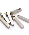 7-piece set of nickel-plated 3/4in shank indexable lathe turning tool holders with tin-coated carbide inserts