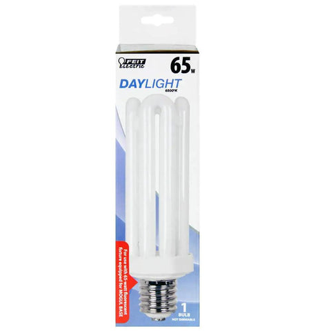 Daylight CFL Bulbs With Mogul Base 65W Equivalent To 300W Incandescent, Four Tube 8.75 Inch Length, 550 Lumens, 6500K Daylight