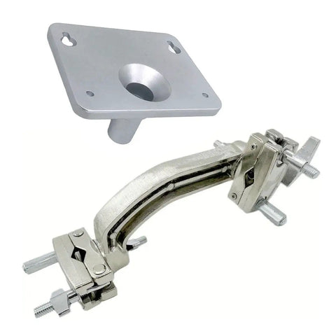 Dual Drum Tilting Clamp With Electronic Module Mounting Plate, Metal Construction, Silver, Easy Install