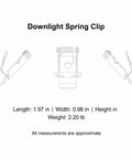 Silver PP Plastic Downlight Spring Clips for Recessed Lighting Trim Retention - dimensions 1.97 in length, 0.98 in width.