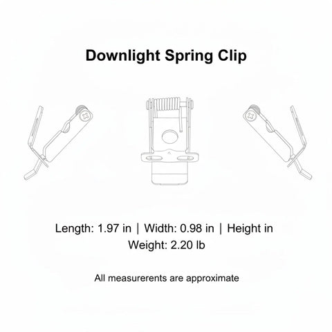 Silver PP Plastic Downlight Spring Clips for Recessed Lighting Trim Retention - dimensions 1.97 in length, 0.98 in width.