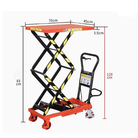 Heavy Duty Portable Hydraulic Scissor Lift Table With Smooth Roll Wheels For Warehouse Material Handling Industrial Equipment Moving No Sweat Bad Boy Build dimensions shown with scale.