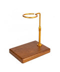 Sleek Pour Over Coffee Stand With Aluminum Dripper Holder And Solid Wood Base, ideal for manual brewing, fits standard drippers.