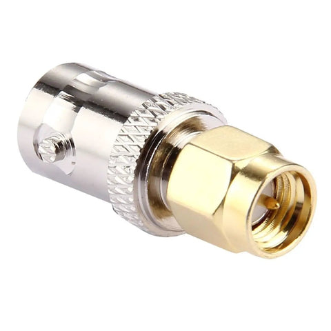 2 Pack SMA Male To BNC Female RF Coaxial Adapter, gold finish, for antennas and wireless LAN, 50 ohm impedance copper connector.