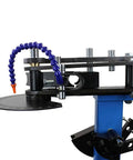 Built Tough 10 Ton Electric Hydraulic Pipe Bender Delivers Badass Performance On Steel Tubing With Reliable Foot Pedal Operation And Pro Grade Bending Die Set For Commercial Shop Work detail showing adjustable gauge and hydraulic components.