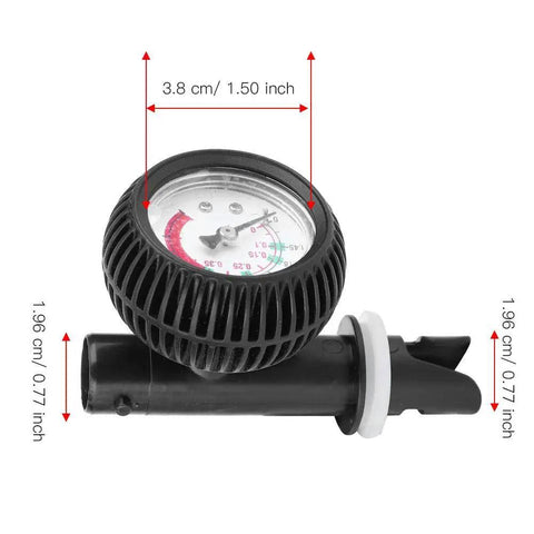 Beefy Air Pressure Gauge For Inflatable Boats Kayaks And Float Tubes with PVC Build, 3.8 cm diameter and easy readout.