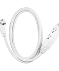 6 Ft 3-Outlet Heavy Duty Flat Plug Extension Cord 14-3 SJT White Grounded Ideal For Home Office Tools Appliances And Lighting Decor
