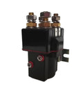 Heavy Duty Double Pole Single Throw Solenoid Contactor Relay For Excavator And Forklift Parts, compact black relay with metal connectors.