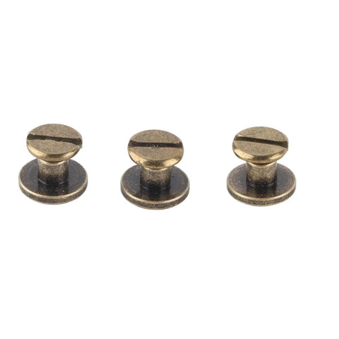 Flat Head Copper Screws And Nuts Rivet Set For Leather Crafting, Brass 8mm Decorative Studs, 20 Pc Anti Rust Fasteners Tiny Hardware Kit