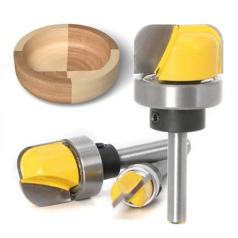 Three Piece 1/4 Inch Shank Bowl And Tray Template Router Bit Set with wooden bowl carving example