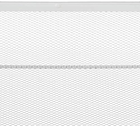 Close-up of mesh shelf on 4 Tier Rolling Utility Storage Cart On Wheels In White Carbon Steel With Epoxy Coated Finish Heavy Duty Multi Purpose Shelf Unit
