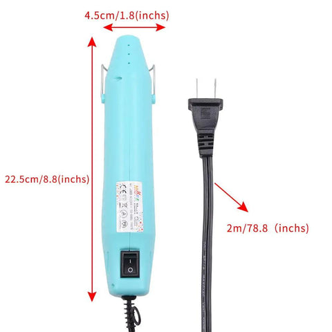 Side view of Resin Heat Gun For Crafts 300W With 6.6ft Cord Blue Multi Purpose Hot Air Tool Handy For Drying Acrylic Paint