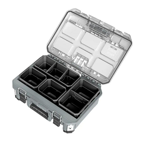Open Stackable Storage System Compact Organizer Box With Quick Connect Interlock 25 Lb Load Capacity Impact Resistant Polypropylene