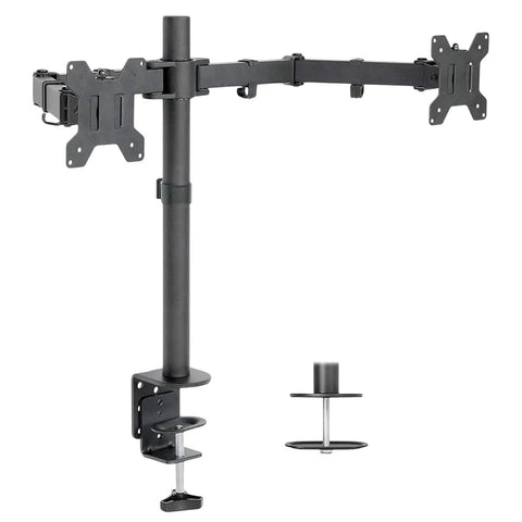 Dual monitor wall mount bracket for Thunderbolt Dock with Quad 4K Support and 130W Power Delivery, adjustable black metal design.