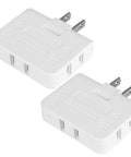 Two white Three Way Rotating Wall Plug Adapter 2 Prong Portable Outlet Splitter Type A For Travel US To Japan Philippines White 2 Pack