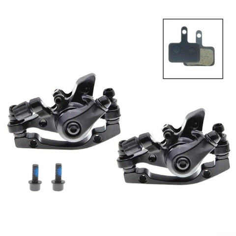 Heavy Hitter Mechanical Disc Brake Kit For Mountain Bikes And Fat Tire Electric Cruisers With Reinforced Aluminum Caliper And 160 Mm Floating Steel Rotor Brick Wall Stops, black aluminum calipers with mounting screws.