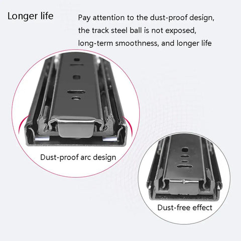 Heavy Duty Soft Close Drawer Slides Set Of 2 Full Extension Ball Bearing Steel Runners For Side Mount Cabinets 16 Inch 40cm Load Capacity 25kg Damping Buffer Rails With Quiet Smooth Glide 3 Fold Track, featuring dust-proof and durability design.