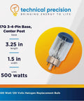 Powerful 500W Carousel Light Projector Replacement Bulb for Eversmart Carousel 600 in packaging, G17Q base visible.