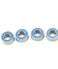 RC Car Ball Bearing Kit 14Pcs Rubber Sealed Upgrade Beefed Up For DT02 And DT03 RC Cars, four metal bearings with blue rubber seals.