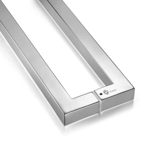 Heavy Duty 12 Inch Stainless Steel Push Pull Door Handle For Commercial Use 304 SUS Stainless 1.2mm Thick Wall Mirror Chrome Finish close-up