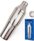 Boss Level Heavy Duty Double Wall Vacuum Insulated Cocktail Shaker Bottle with engraved monogram on 18-8 stainless steel.