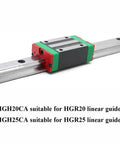 Pro Grade Linear Guide Bearing Slider Block For CNC Machining And Milling Machines, Rock Solid Bearing Steel Construction For Ultra Smooth, Quiet Motion, High Precision, Model HGH20CA on HGR20 rail