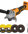 Heavy Duty 5 Inch Cordless Angle Grinder Kickass Workhorse Compatible With Major 20V Power Batteries Tool Only with blades and tool wrench.