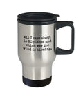 Aviation Gearhead Travel Mug For RC Planes, 14 Oz Stainless Steel Coffee Cup With Easy Grip Lid, text on mug says all I care about is RC planes.